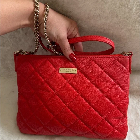 Kate Spade Cherry Red Quilted Shoulder Bag - Picture 1 of 4